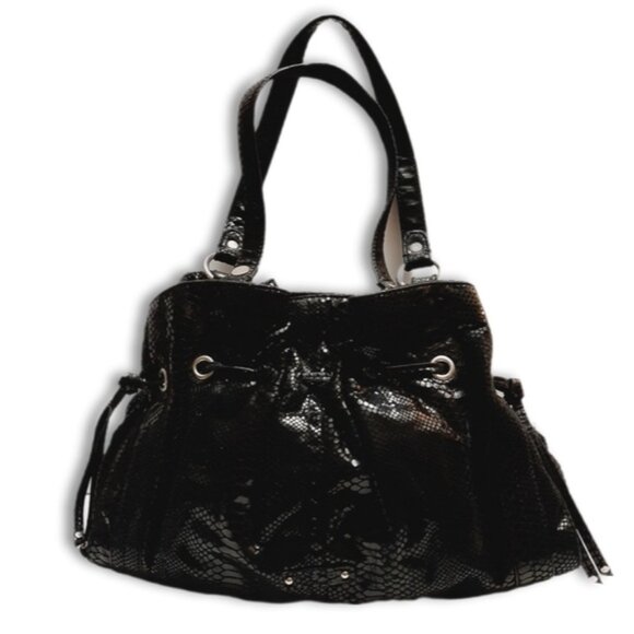 Nine West Handbags - NINE WEST Snake Skin Pattern Purse Black Shoulder Bag with Metallic Accents